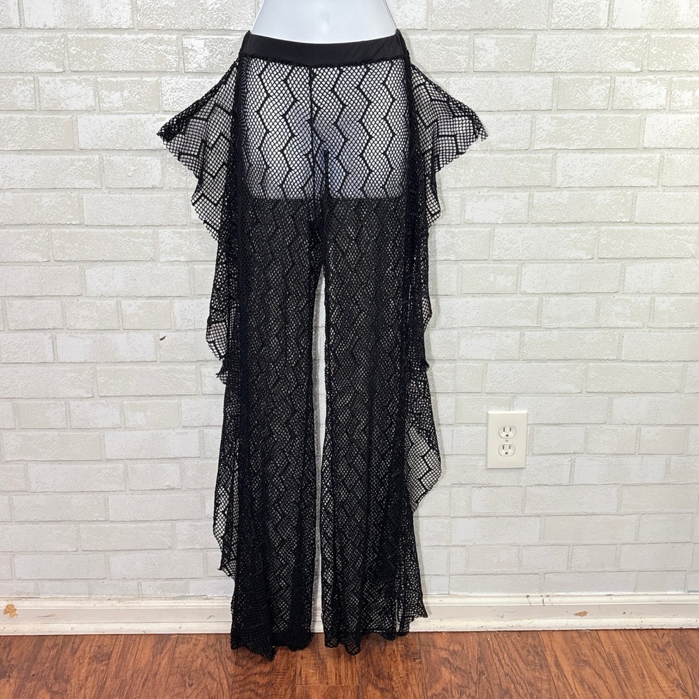 Black Sheer Mesh Whimsigoth Pants Size Small Fairy Grunge Witch Vamp Goth Rave - Picture 3 of 11